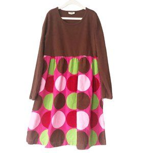 BODEN Girls Long Sleeve Circle Print Corduroy Dress 9/10